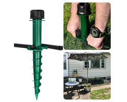 Parasolstandaard voor in de Grond - Parasolvoet - Grondboor Parasol - Parasolhouder Grond - Schroefmodel - Grondanker - Ook voor Droogmolen - 2 Handvaten - 22-33mm - Staat Stevig in de Grond