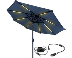 Parasolverlichting led strip set op stroom - 8 led strips - Parasol lamp - Warm wit licht