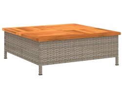 Parasolvoet 70x70x25 cm Poly Rattan en Acacia Hout - Tuinmeubelen