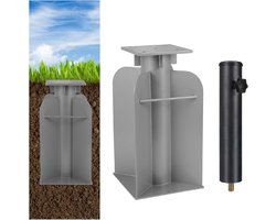 Parasolvoet Grond - Inbouw Voet - Stabiele Parasol - Beton of Aarde - 7.34 kg - Zilverkleurig