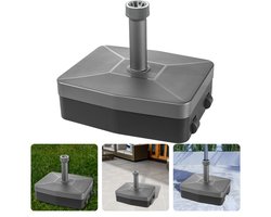 Parasolvoet met Wielen & Handgreep - Vulbaar - Stabiel en Compact - 21mm - 54mm - 300cm - Draaiklem - Zand/Water - 40kg - 50x40x17cm - Antraciet/Zwart