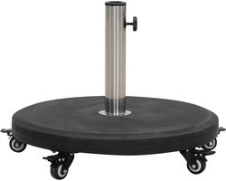 Parasolvoet met Wielen - Paraplustandaard Buiten - Terras Stabiliseren - Verrijdbaar HDPE Beton - 30 kg - Zwart