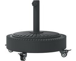 Parasolvoet met wieltjes - Parasolhouder tuin - Parasol stabiel houden - Beton gevulde voet - 27 kg - Zwart