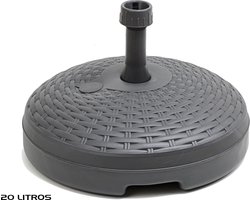 Parasolvoet Rattan look - rond - antraciet grijs - D45 cm - 20 liter - kunststof - vulbaar