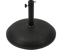 Parasolvoet Rond van Beton in Zwart | Parasol Voet voor Tuin/Terras | Geschikt voor Stokparasols tot Ø 3 Meter | Geschikt voor diverse stokdiameters