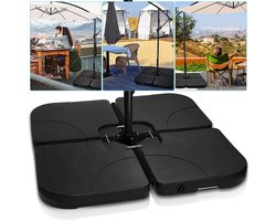 Parasolvoet - Vulbaar - Vul met water en zand - 50x50x8cm - max.80kg - 4-delig - universeel Parasoltegels