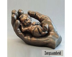 Parastone beeldje baby in hand  - Zorgzaamheid - brons - 6 cm hoog