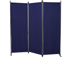 Paravent 3-delig - Privacy scherm Scheidingswand - Ruimte Afscheiden - Afwasbaar PE-weefsel - 165 x 165 cm - Blauw