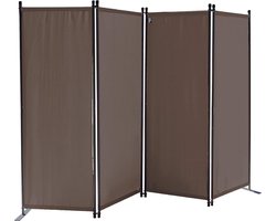 Paravent 4-delig 165 x 220 cm stof scheidingswand balkon inkijkbescherming opklapbare taupe
