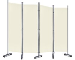 Paravent 4-delig Vrijstaande Scheidingswand 225x180cm Inklapbaar Schermen met Kunststof Poten Privacy & Beveiligingsschermen Beige voor Tuin/Terras/Gazon/Wonen, NAIZY