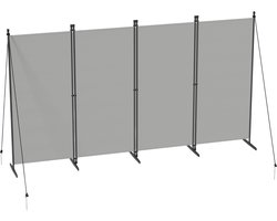 Paravent 4-delig Vrijstaande Scheidingswand met Haringen en Scheerlijnen 320x180cm Inklapbaar Schermen Privacy & Beveiligingsschermen Lichtgrijs voor Tuin/Terras/Gazon/Wonen, NAIZY