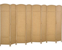 Paravent 8-delig - Ruimteverdeler Kamerscherm - Creëer Privacy - Handgeweven Bamboe - 320 x 170 cm - Natuur