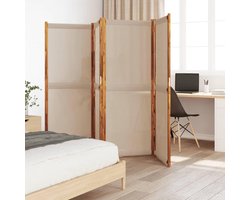 Paravent met 4 panelen - Ruimteverdeler Scherm - Ruimte Afbakenen - Massief Acaciahout - 280 x 180 cm - Taupe