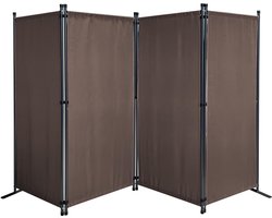Paravent taupe - 4-delig - ondoorzichtig - rotan - 170 x 220 cm