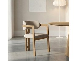 Parexio® - Enzo Eetkamerstoelen - Set van 4 - Beige - Bouclé Stof - Luxe Gestoffeerde Zitting - Industrieel Design - Metalen Poten - Stoel