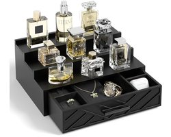 Parfumorganizer voor mannen - 3-laags houten displayhouder met fluwelen voering