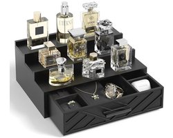 Parfumorganizer voor mannen - 3-laags houten displayhouder met fluwelen voering