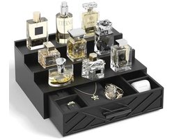 Parfumorganizer voor mannen - 3-laags houten displayhouder met fluwelen voering