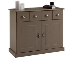 PARIS ladekast van massief grenen in taupe met 2 laden en deuren Hoofdafbeelding