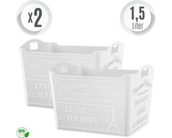 Paris opbergmand Wit 2x1,5L Opbergers Badkamer Kinderkamer Stijlvol Ruimtebesparend Organizer