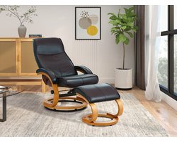 Paris - Relaxfauteuil + kruk in PU grijs (103 x 67 x 85 cm)