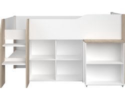 Parisot Finland Halfhoogslaper met bureau wit/eik en Koudschuimmatras