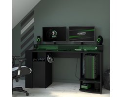 Parisot  Gaming bureau met LED - Zwart - 152 cm