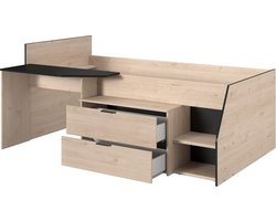 Parisot - Kajuitbed Milky - Zwart/Eik met Lattenbodem 90x200