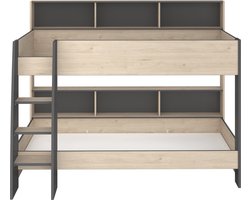Parisot - Stapelbed Leo - Eik/Grijs - incl. 2 koudschuimmatrassen – 90x200