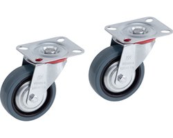 Parkside Transportwielen - 75 mm - Universeel toepasbaar onder kasten, meubels en apparaten - Vloerbeschermend zacht loopvlak