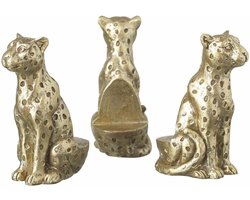 Parlane potverhogers - Leopard - Panther - goudkleurig - 7 cm - set van 3