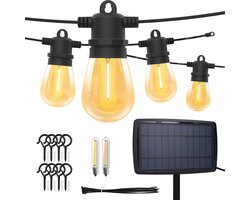 Partizzle 15m Waterdicht Lichtsnoer op Zonne Energie - Dimbaar - LED Solar Tuinverlichting - Camping Lampjes Slinger - Zonneenergie Lichtslinger voor Buiten - 2700K / Warm Wit