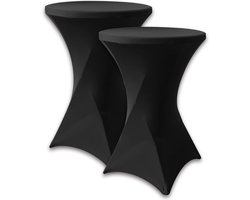 Partizzle 2x Luxe Statafelrok - ∅80-85x110 cm - Kreukvrij, Extra Dik & Sterk - Stretch Statafelhoes - Koningsdag Feest Artikelen Versiering - Statafel Partytafel Tafelrok - Zwart