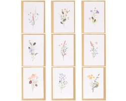 Partizzle 36x Droogbloemen Wenskaarten met Enveloppen Set - Zonder Tekst - Mooie Botanische Ansichtkaarten Versturen - Huwelijk Bruiloft Trouwkaart Rouwkaarten en Felicitatie - Aquarel Floraal / Bloemen / Natuur - 15x10 cm