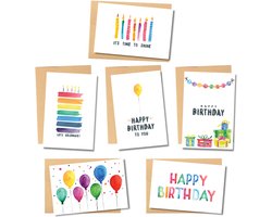 Partizzle 36x Leuke Verjaardagskaarten met Envelop Set - Wenskaarten Versturen - Verjaardag Ansichtkaarten - 15x10 cm - Watercolor