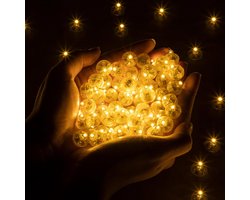 Partizzle 50x Mini LED Lampjes Verlichting – Kleine Party Lichtjes voor Ballonnen - Feestverlichting met Sfeerverlichting - Verjaardag, Bruiloft, Halloween, Kerst en Festival - Ballon Lamp Decoratie - Warm Wit Licht
