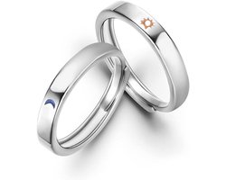 Partnerring van 925 zilver - Zon en Maan ontwerp - Beste vriendin cadeau