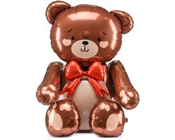 Party Deco Folieballon Teddy Beer - Staande ballon van 88 cm - Met rietje