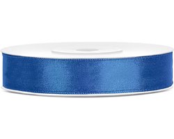 Party-Decoration Satijn lint - Blauw lint van 25 meter - 12 mm breed