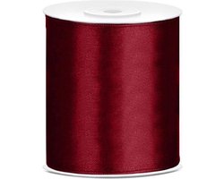 Party-Decoration Satijn Lint - Bordeaux Rood textiel 100mm 25m