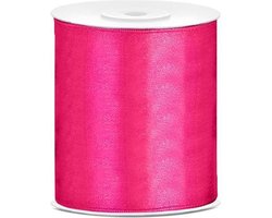Party-Decoration Satijn lint Fuchsia - 100mm breed - 25m rol