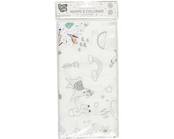 Party Time Inkleurbaar tafelkleed voor kinderen - papier - incl. stiften blauw/groen - 180 x 120 cm - feest tafelkleden