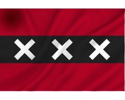 Partychimp Amsterdamse Vlag Amsterdam Ajax - 90x150 Cm - Polyester - Rood/Zwart/Wit