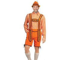 Partychimp Voordelige Korte Oranje Lederhosen Man voor bij EK Voetbal 2024 WK Koningsdag Verkleedkleren Volwassenen Oranje Verkleedkleding Oktoberfest Heren Carnavalskleding Heren - Polyester - Maat M
