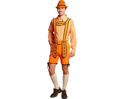 Partychimp Voordelige Korte Oranje Lederhosen Man voor bij EK Voetbal 2024 WK Koningsdag Verkleedkleren Volwassenen Oranje Verkleedkleding Oktoberfest Heren Carnavalskleding Heren - Polyester - Maat L