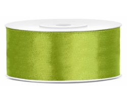 Partydeco Cadeaulint - groen - 2,5 cm x 25 meter - satijn - sierlint - inpakken - decoratie