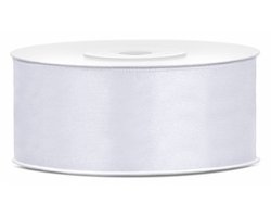 Partydeco Cadeaulint - ivoor - 2,5 cm x 25 meter - satijn - sierlint - inpakken - decoratie