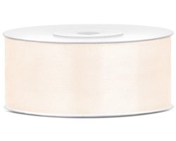 Partydeco Cadeaulint - warm wit - 2,5 cm x 25 meter - satijn - sierlint - inpakken - decoratie