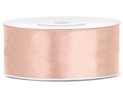 Partydeco Cadeaulint - zalmroze - 2,5 cm x 25 meter - satijn - sierlint - inpakken - decoratie