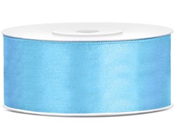 PARTYDECO - Satijn lint hemelsblauw 2,5 cm x 25 m